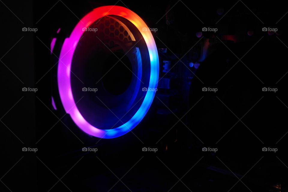 Gaming desktop, close up 