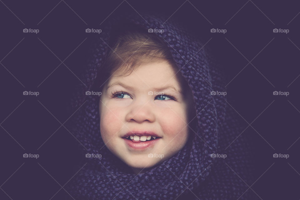 Toddler, Happy, Purple Blanket