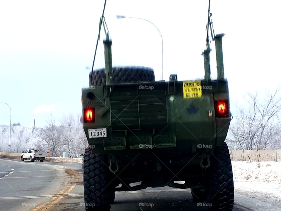 Army student driver learning how to drive new military equipment