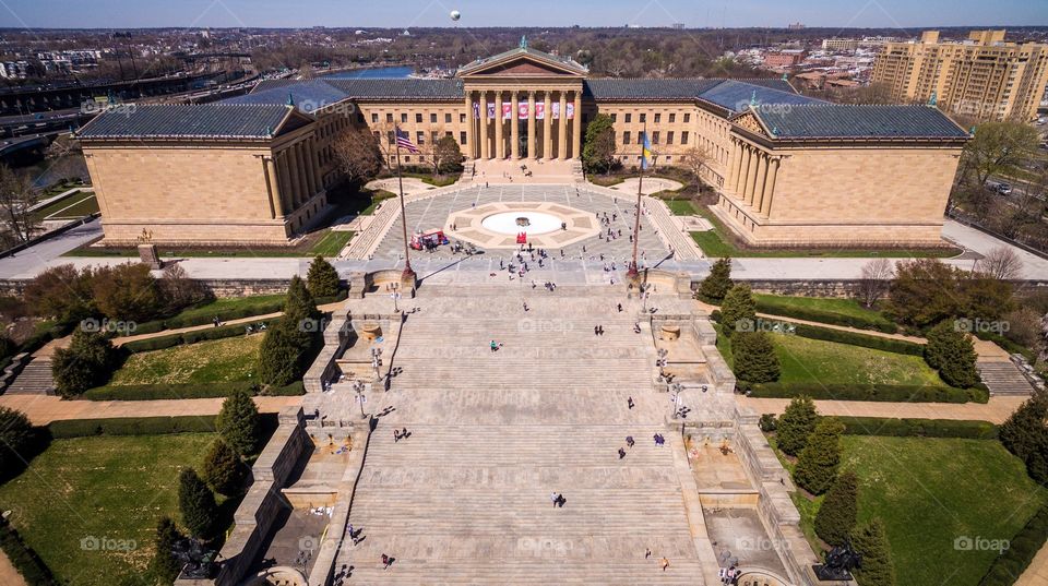 Aerial view of the Philadelphia Museum of Art in Philadelphia, PA. 