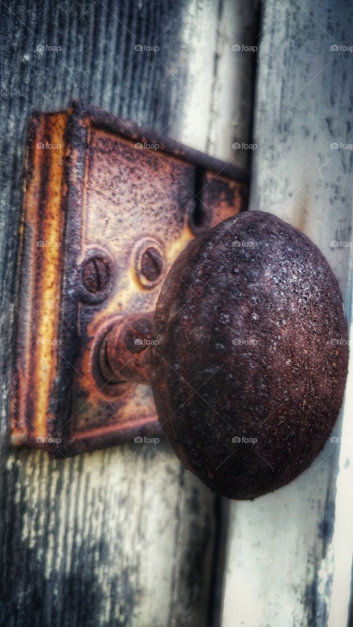 Antique rusty old door knob
