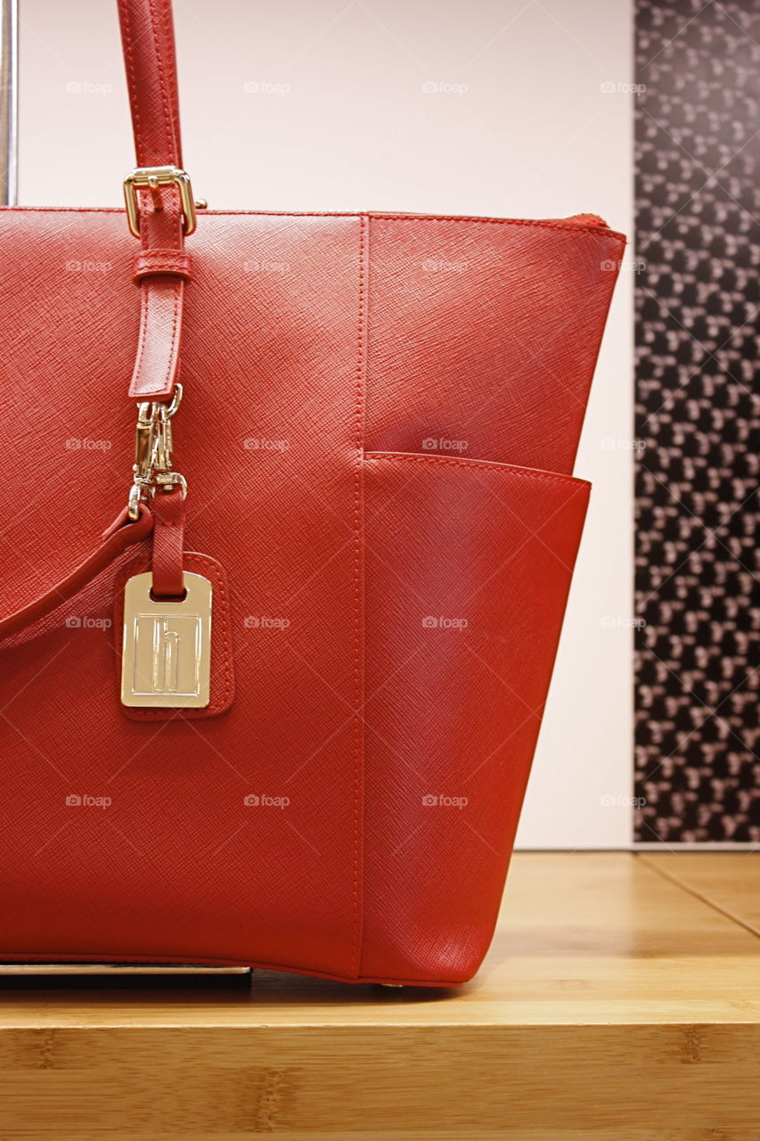 Red Leather Purse Portrait 