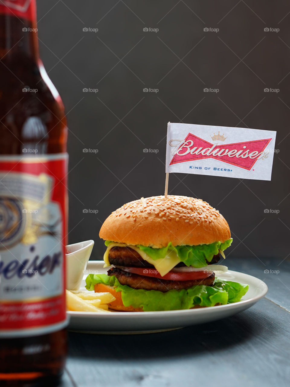 budweiser and burger