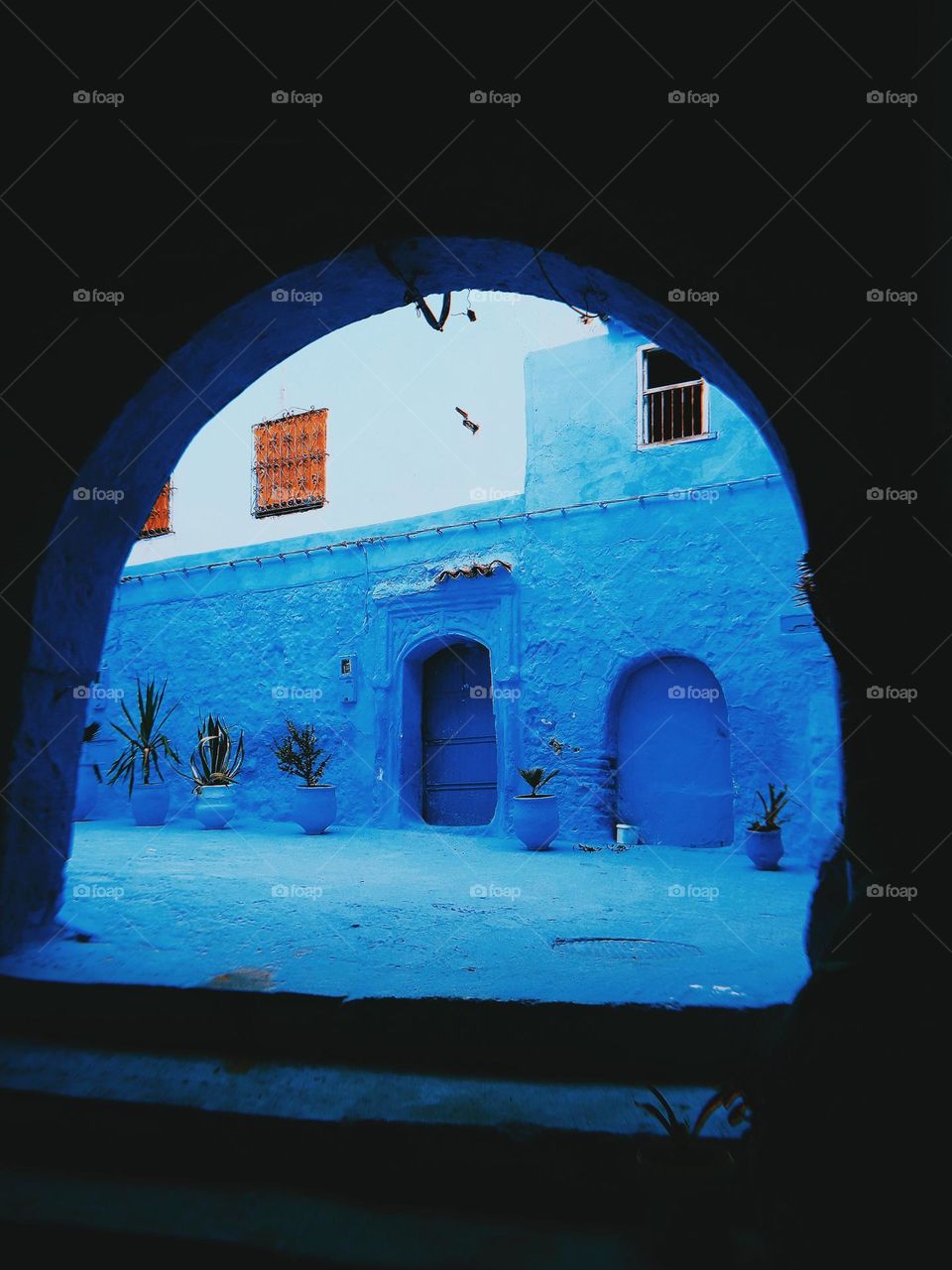 Beautiful scenery in Morocco in Tangier, a wonderful blue color