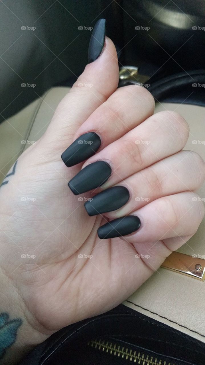 Matte black acrylic nails
