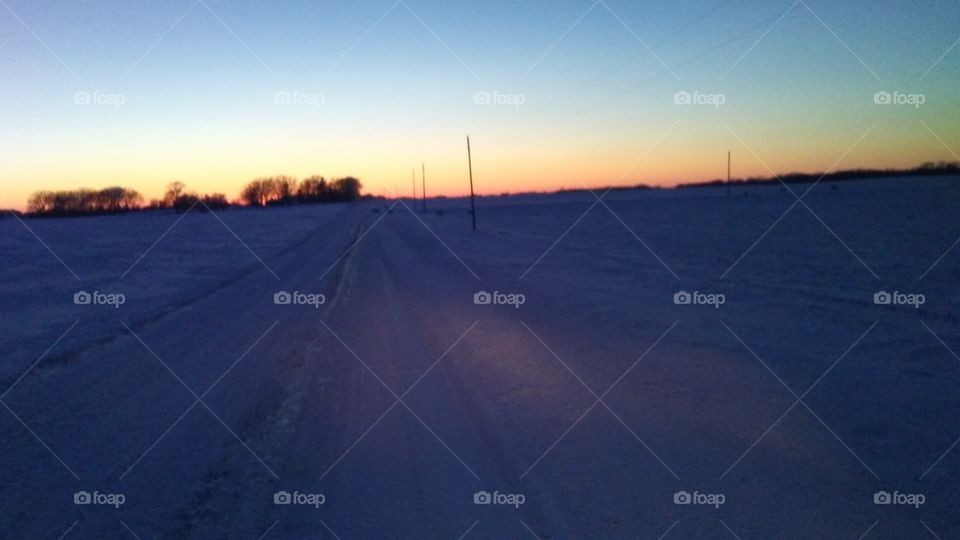 Landscape, Sky, Winter, Nature, Sunset