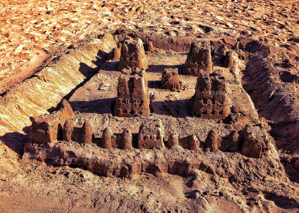 Impressive sandcastle on a beach