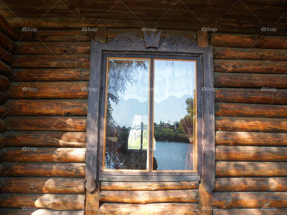 wooden house with a window