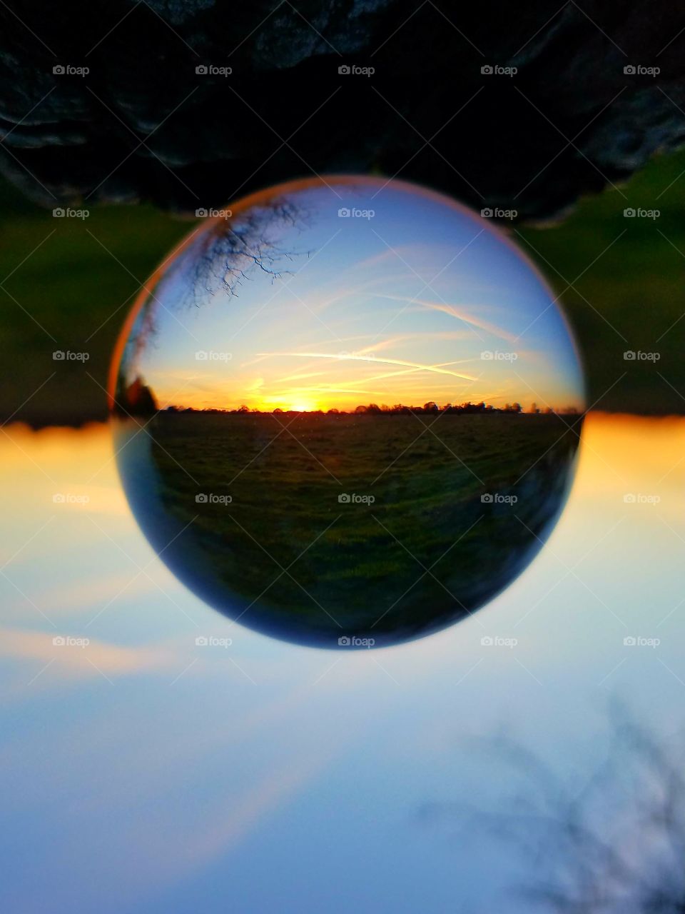 Colorful sunset through the Lens Ball