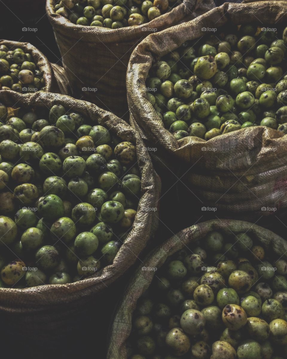 High angle view of apples