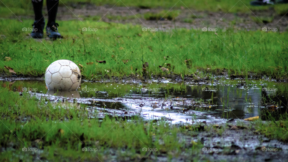 The ball is stuck by muddy