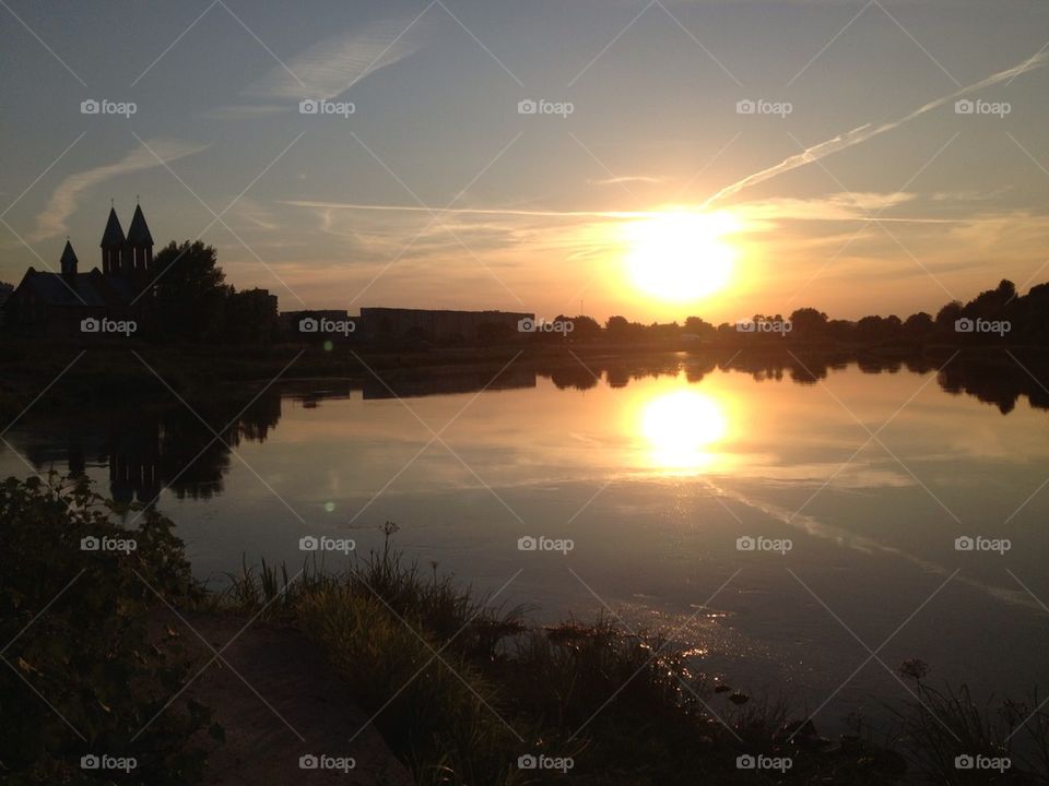 nature sun river evening by lanocheloca