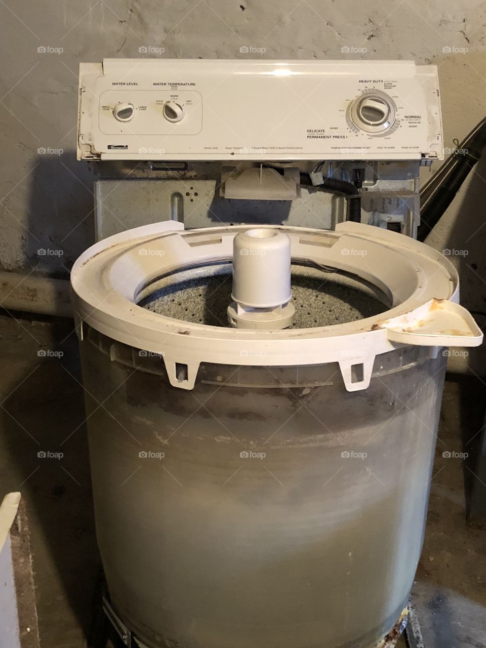 The inside of a washing machine.