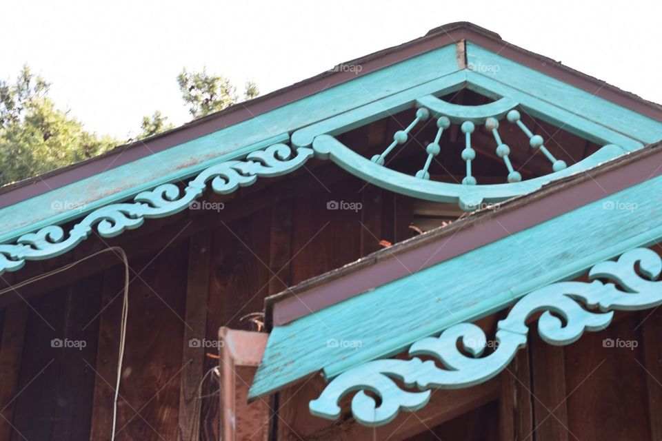 Wooden roof detail on old house 