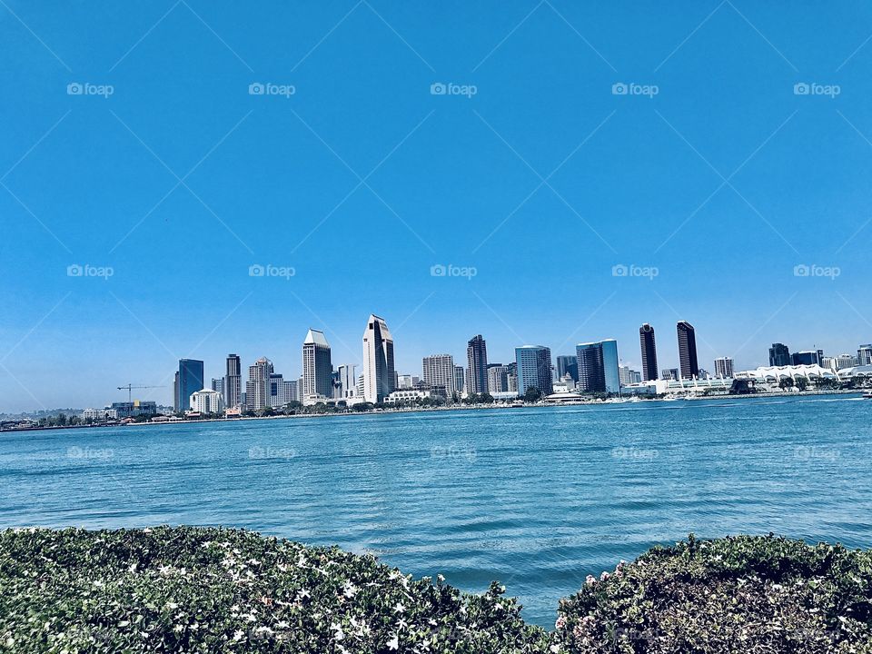 San Diego city view from Coronado land 