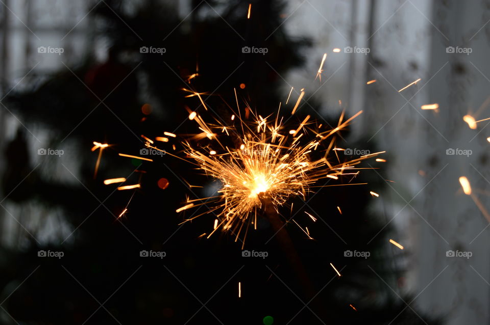 New Year, Christmas, toy, garland, tinsel, sparkler,