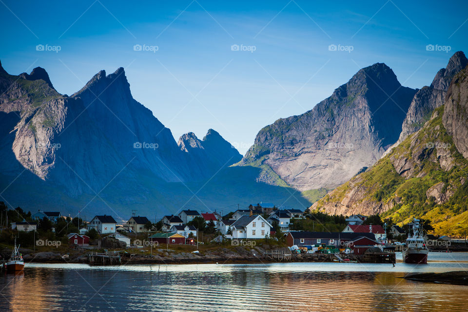 View of townscape near river