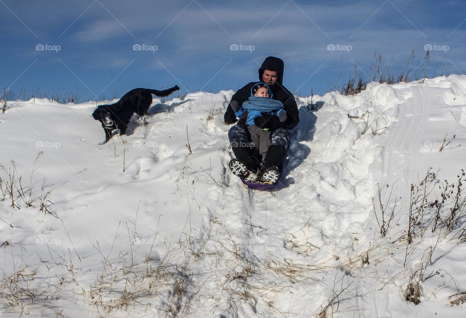 Let’s slide down the hill everybody! Even the wants in on it. 