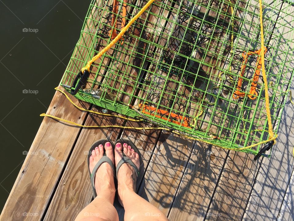 Crabbing on our dock