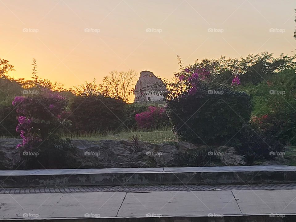 sunset in Mexico, close to Chichén Itzá