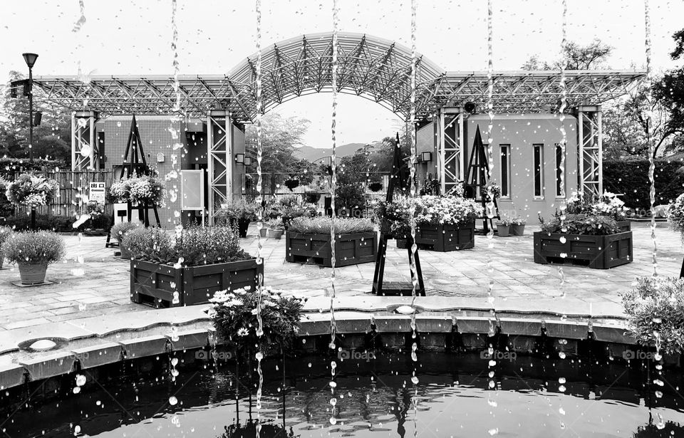 Inside a water fountain 