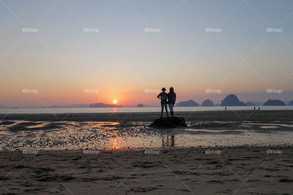 Tranquil summer sunset on the beach 