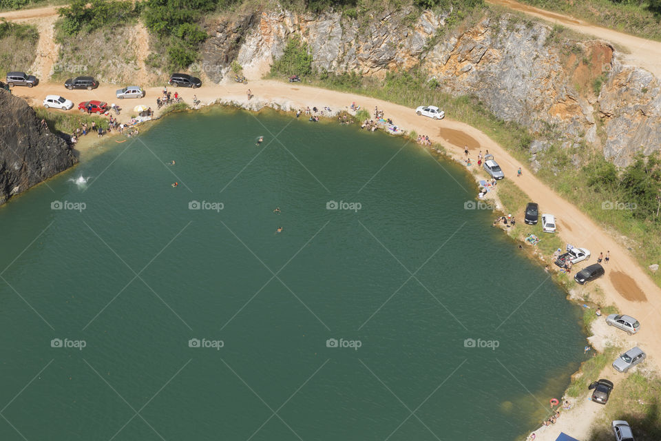 Blue Lagoon, old quarry in Campo Magro Parana Brazil.