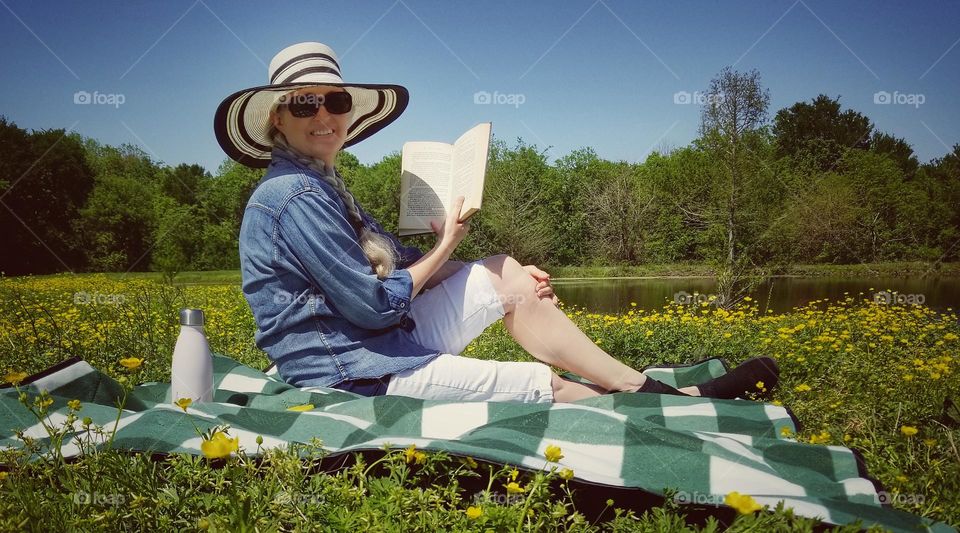 Woman Reading On a Picnic