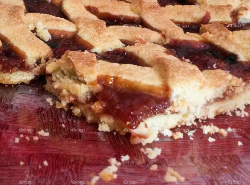 close up of homemade jam tart cake