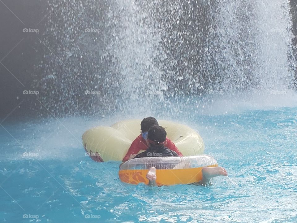 pool time with waterfall and intertubes