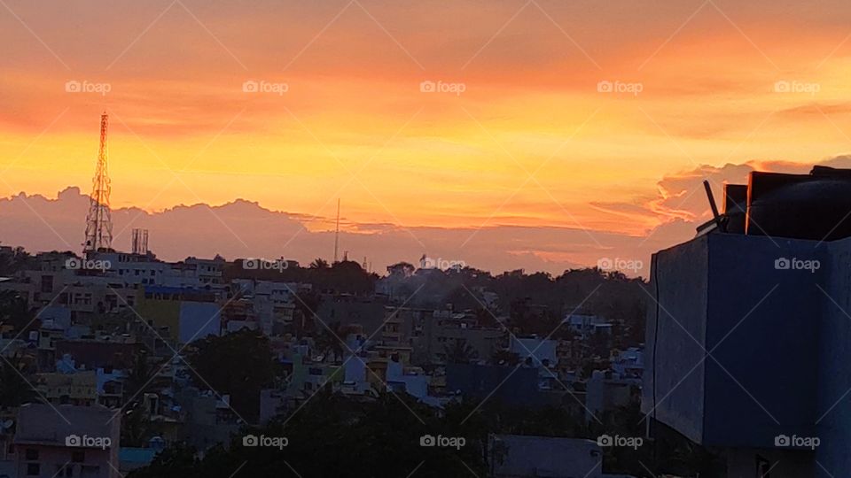 Stunning sunset has put the sky on fire