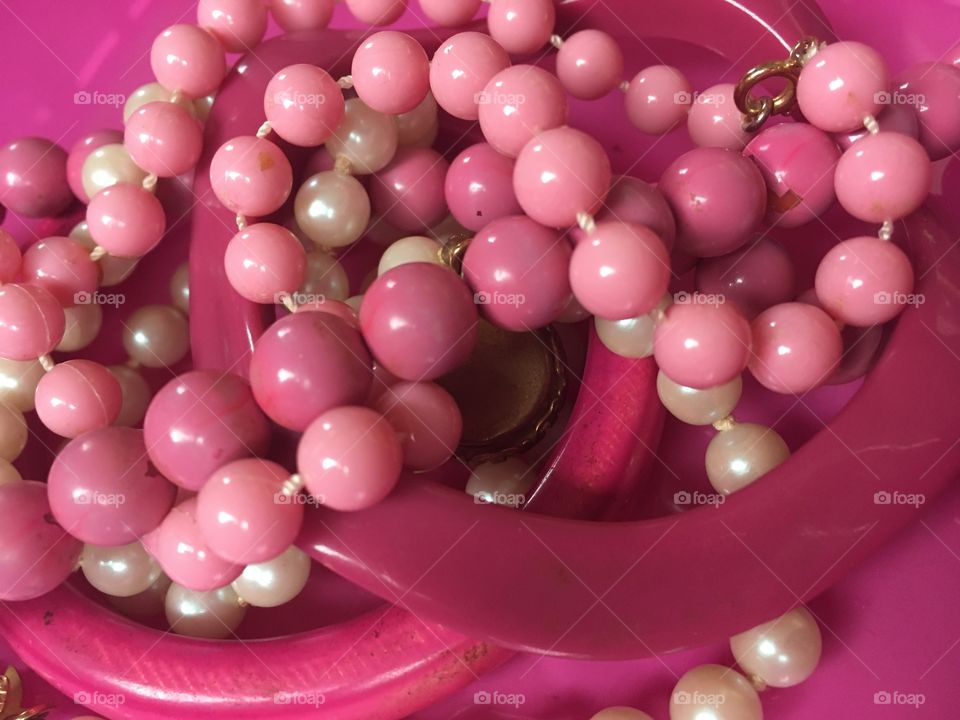 Close-up of pink beads