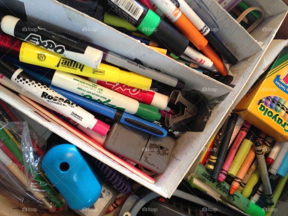 Junk drawer full of pens. Pencils, markers, and more.