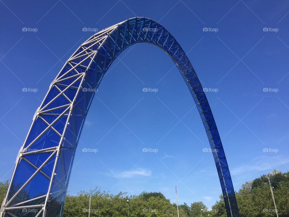 Big blue metal arch