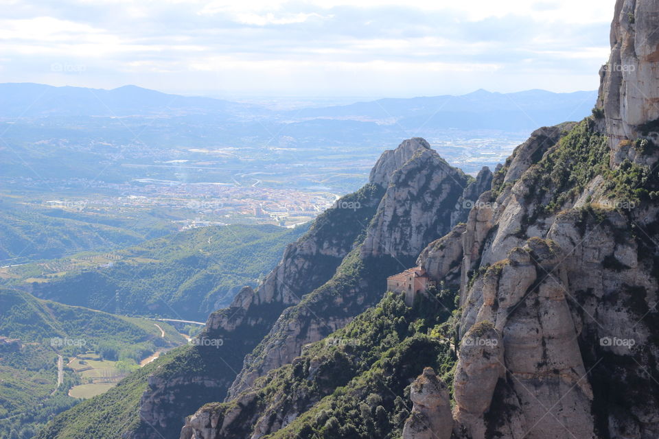 Montserrat mountains. Panorama view from Montserrat mountains
