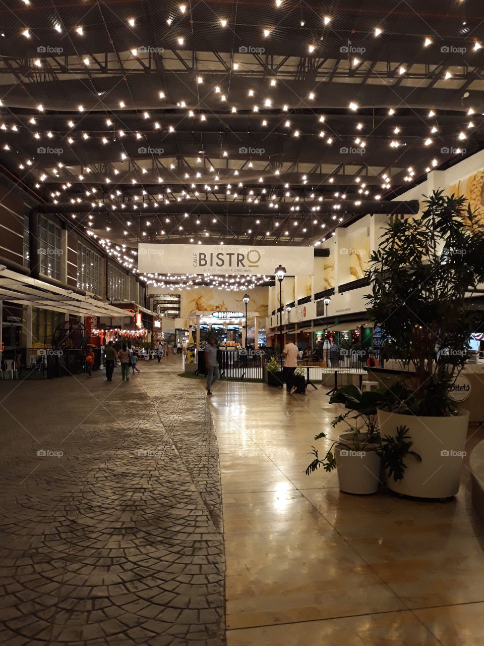 luces, paseo, centro comercial, ocre,