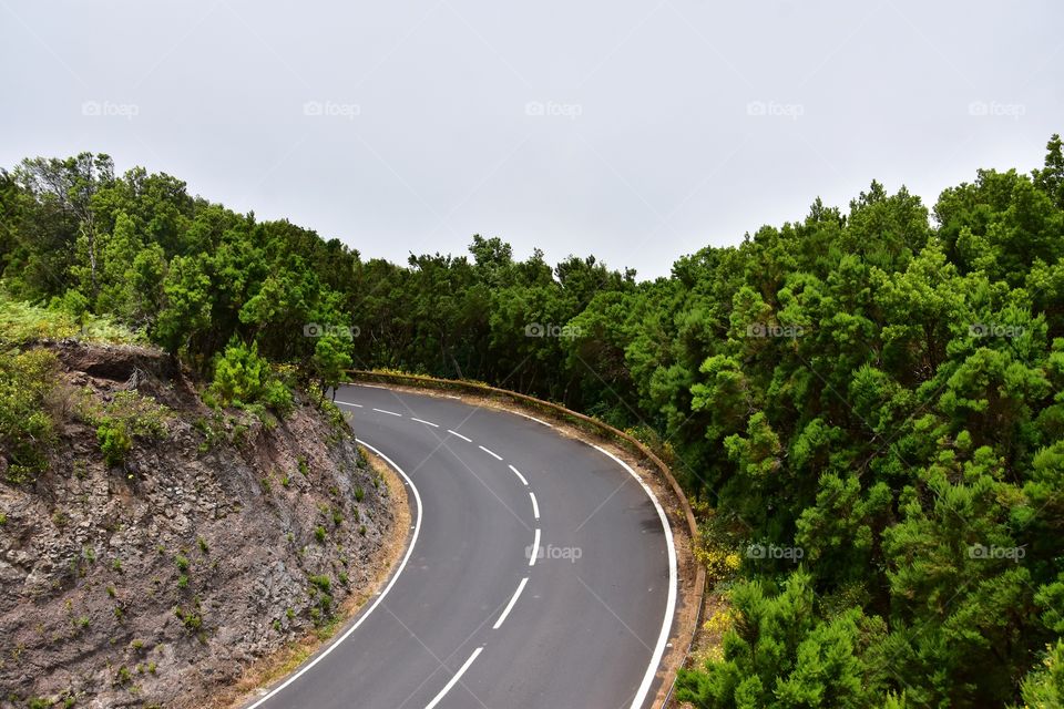 winding mountain road on la gomera canary island in Spain