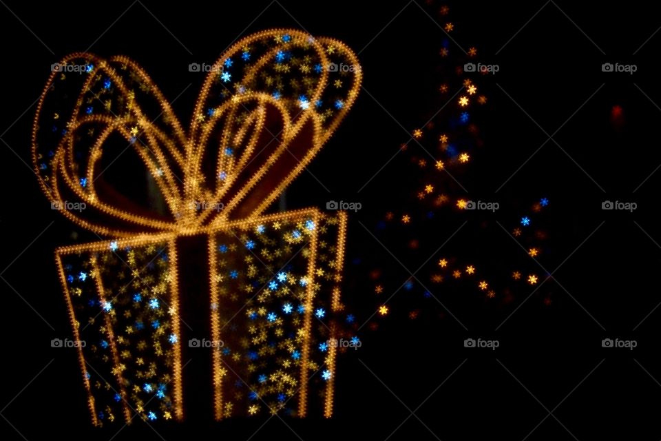 Effet bokeh sur un cadeau deNoël