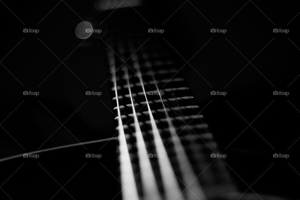 Amazing black and white guitar perspective picture!