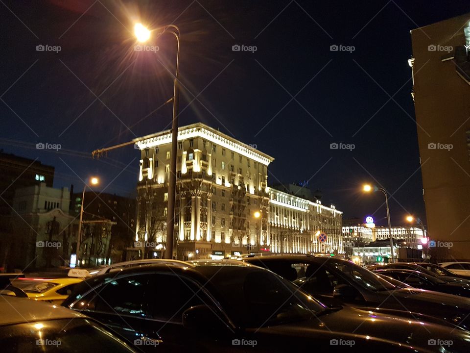 Night Moscow, city, street, lights