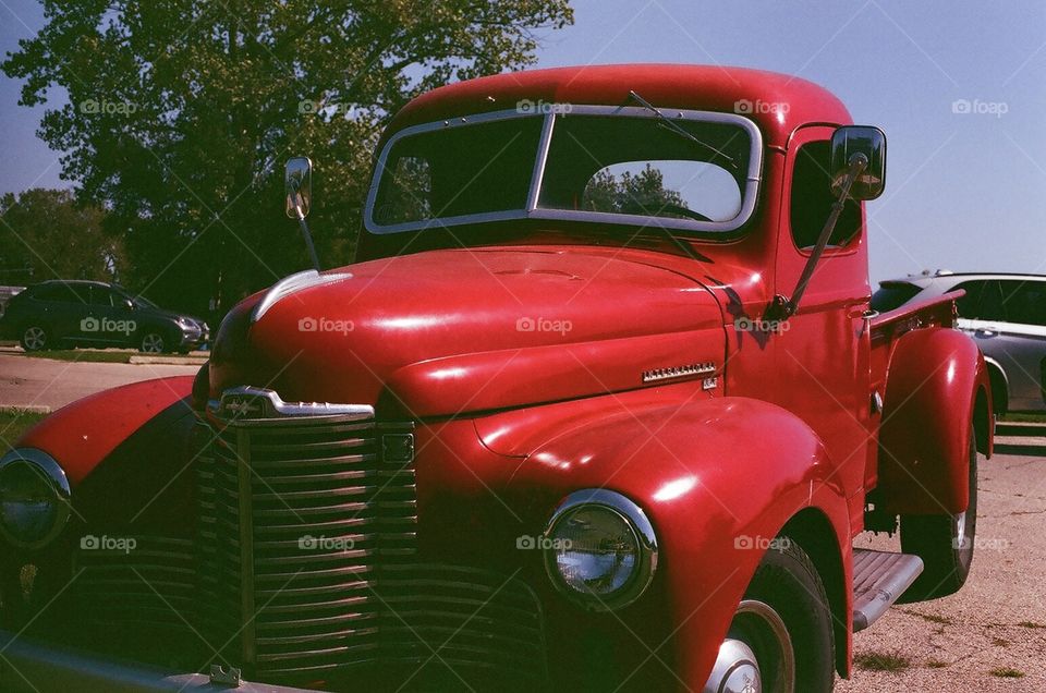 Old red pickup truck