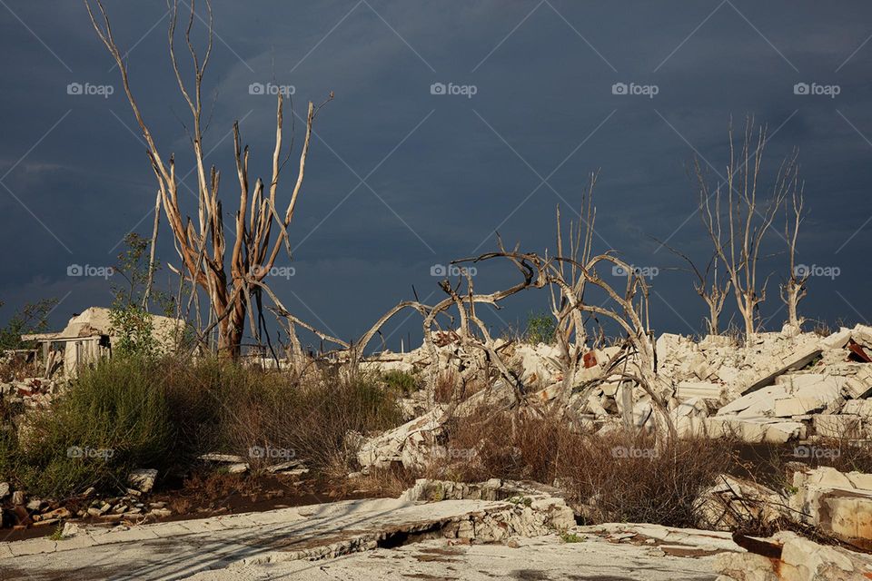 Small town destroyed by war and abandoned 