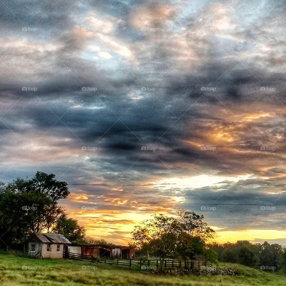 dramatic rural sunrise