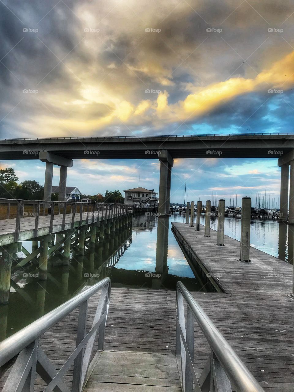 The River, dock, piers and bridge