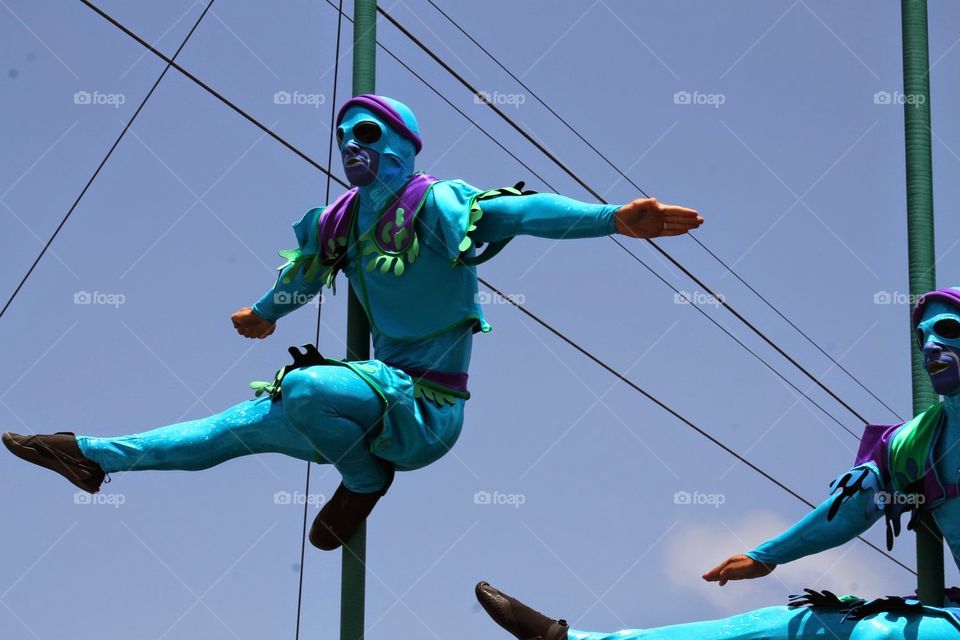 Symmetry. Acrobats doing their thing.