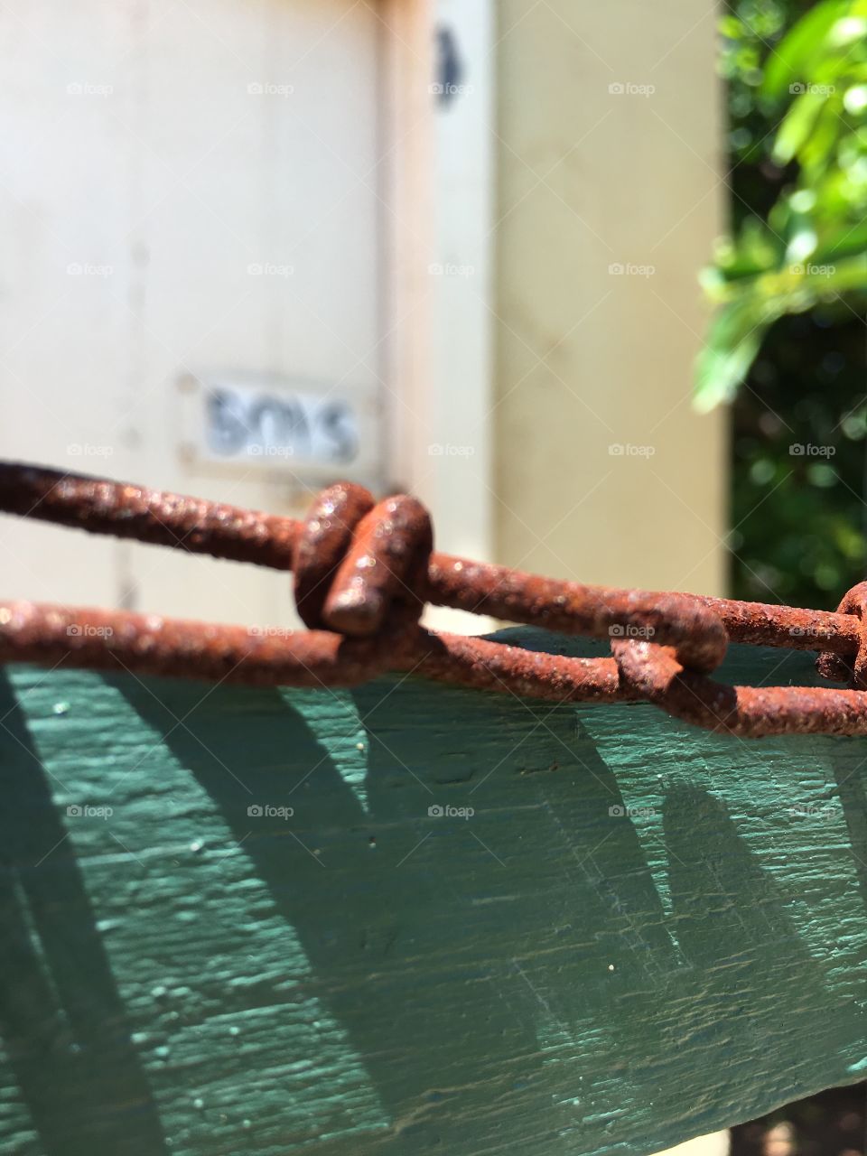 Closeup rusted antique vintage barbed wire 