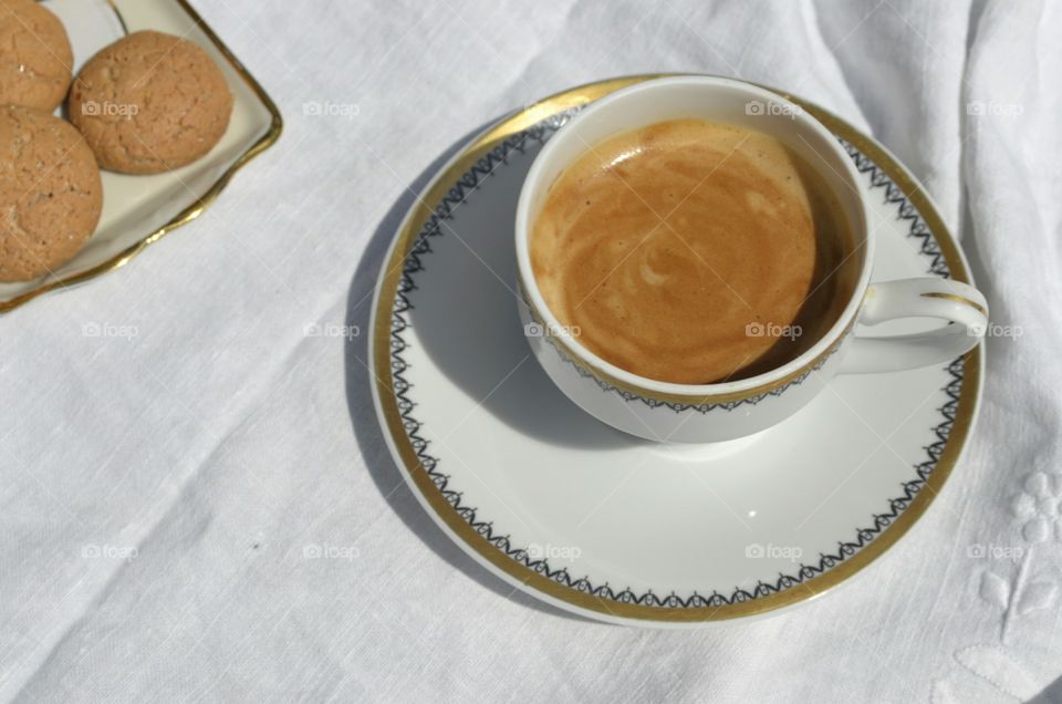 Cup of tea with cookies