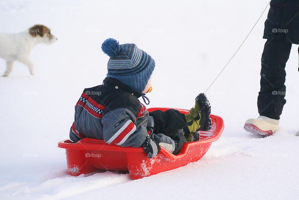 Sledding together