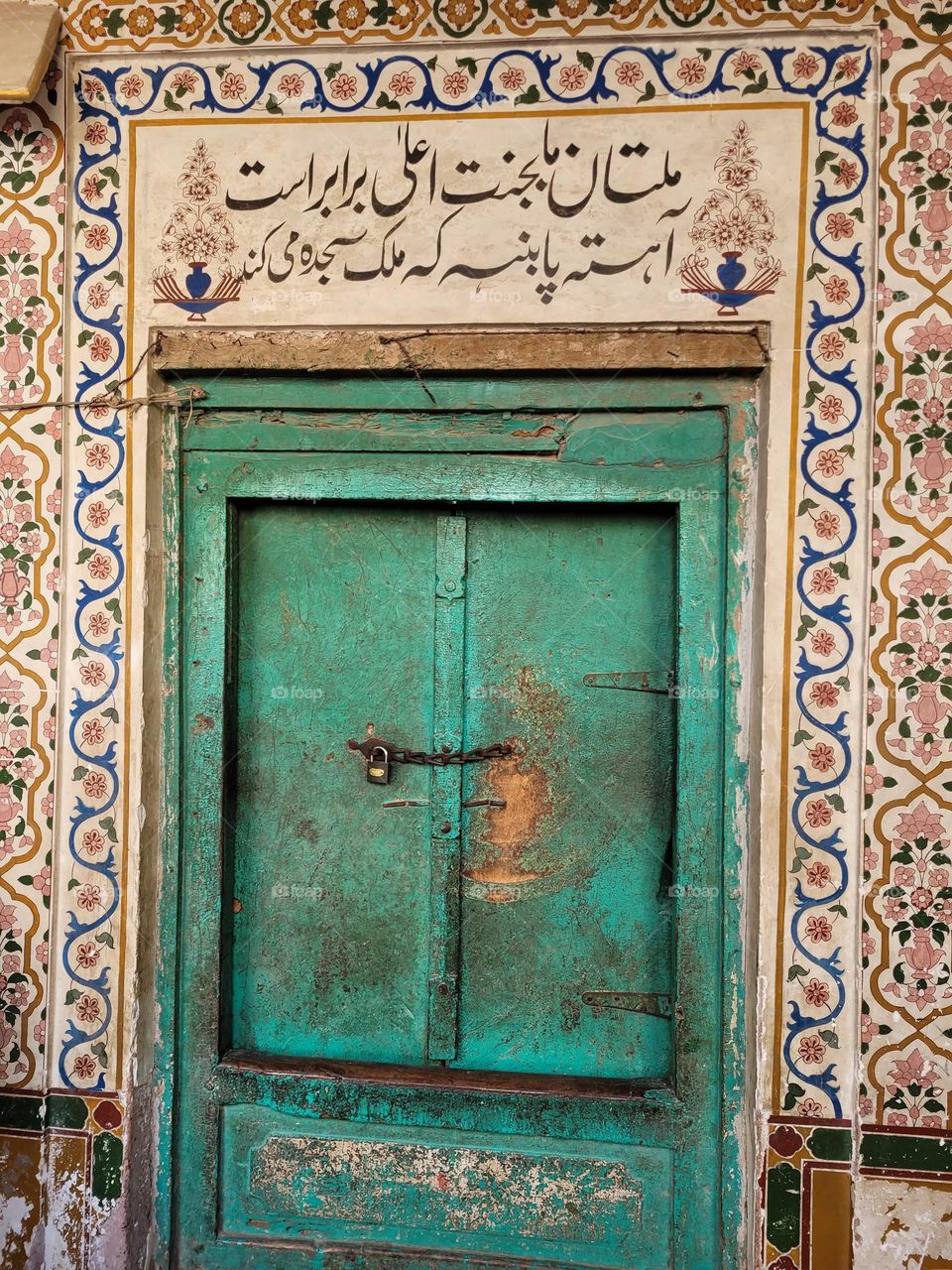 beautiful old mughal door and tiles