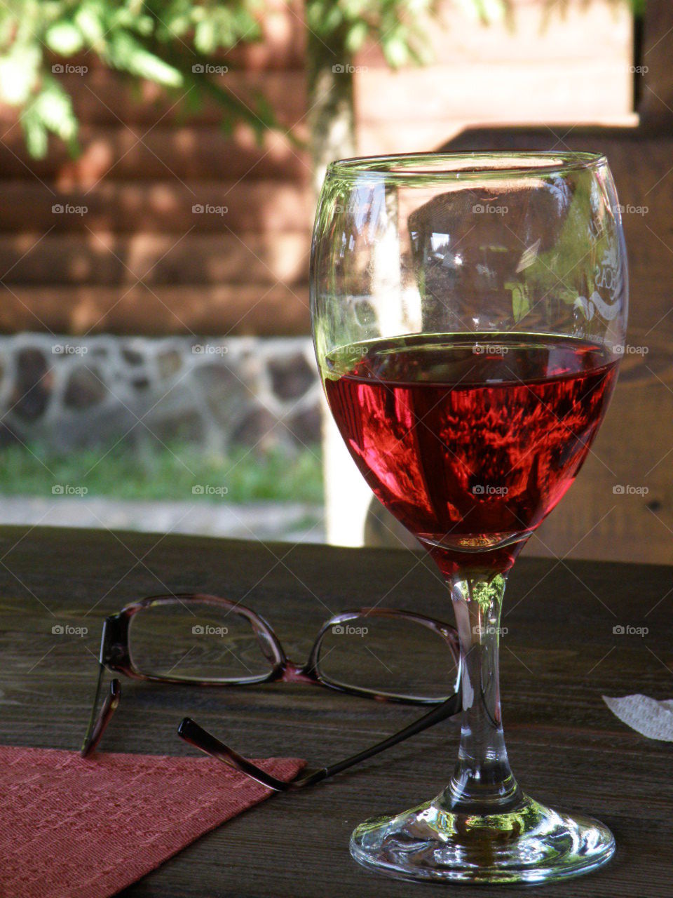 Flute glass with rose wine